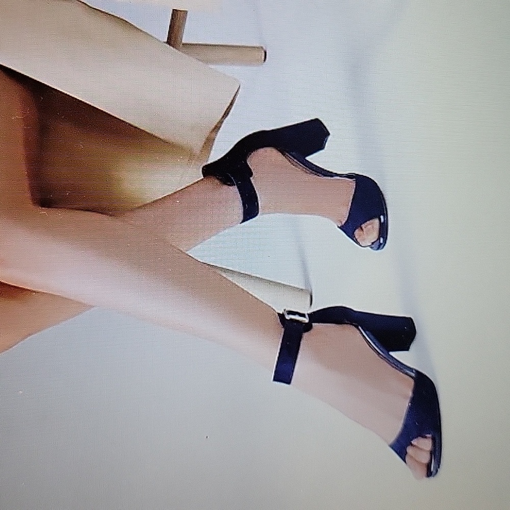 IDIFU Blue Suede Candi MI peep toe block heel ankle strap dress shoes 8.5 NEW.…